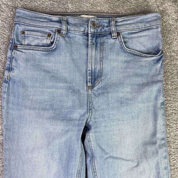 ZARA The DREED Flare Jeans Women’s 6  Blue Raw Hem Cropped Light Wash Stretch - Picture 2 of 12